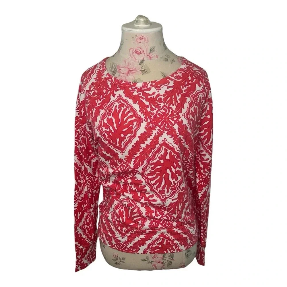 Lilly Pulitzer Long Sleeve Cotton/Spandex Top Pink Print Size S - Picture 2 of 11